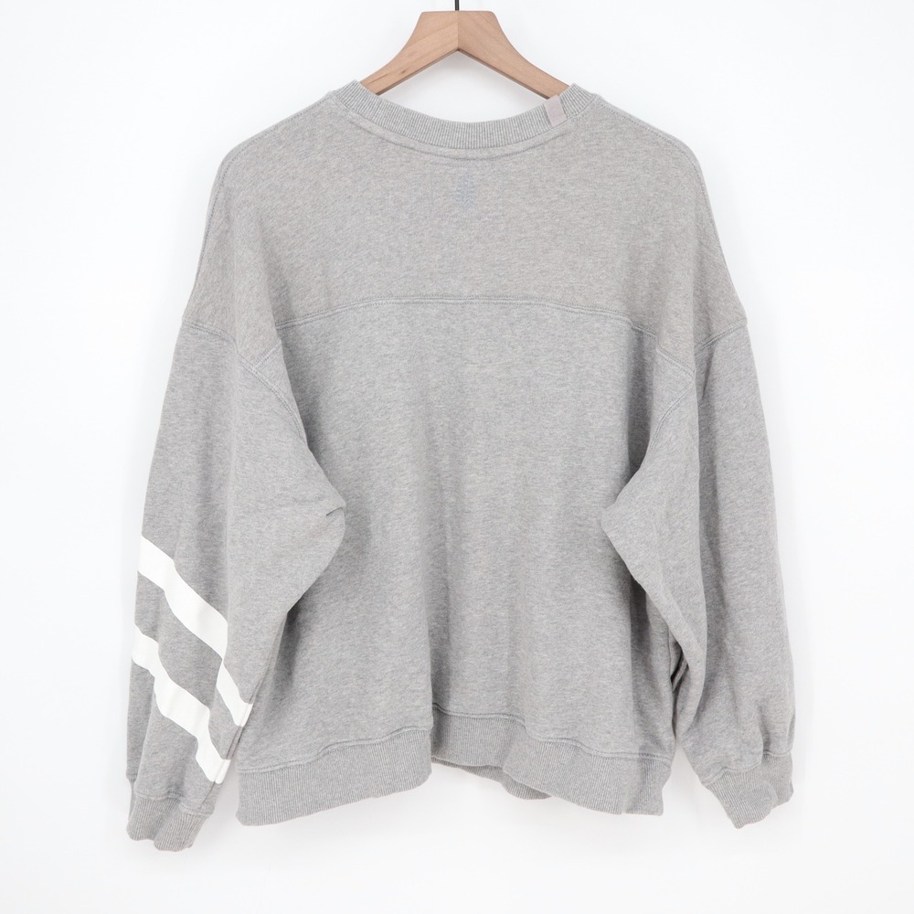 FP Movement Free People Gray Graphic Varsity Stripe Sweatshirt Small - Picture 10 of 11